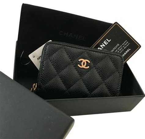 chanel card holder zip wallet